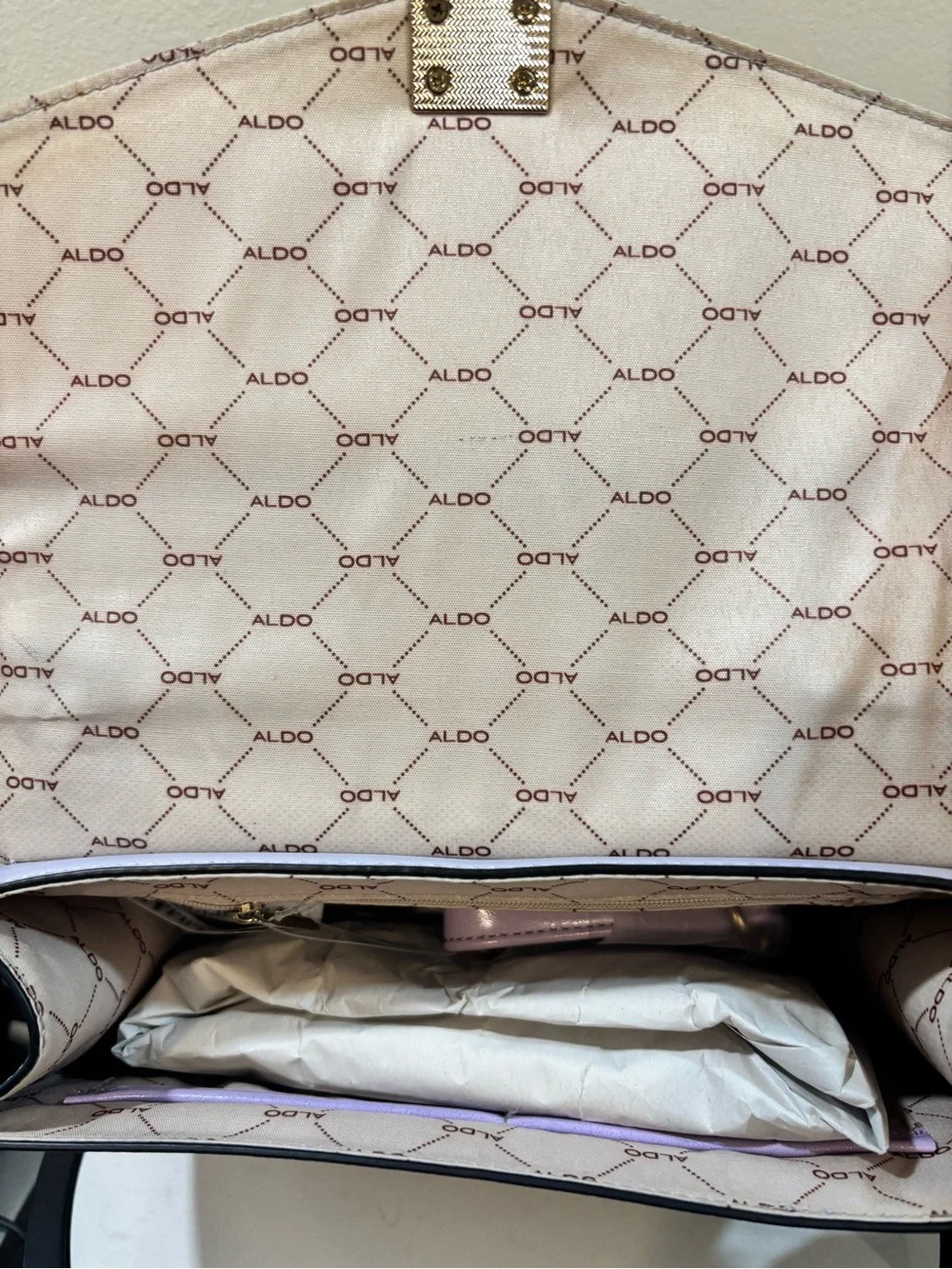 Aldo Lavender and Cream Top Handle Satchel with Floral Scarf
